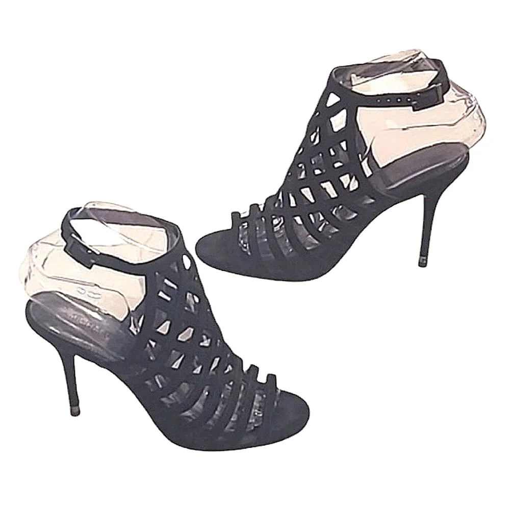 Michael Kors Trinity Ankle Strap Cage Sandal Suede Stiletto Slingback High Heel